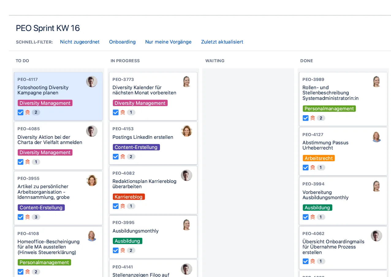 Kanban Board Personalabteilung